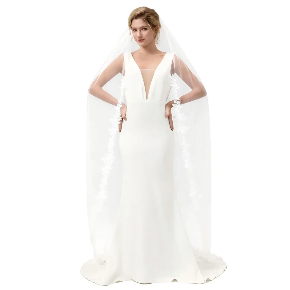 AierHuiOi Bridal Veil 1 Tier Lace White Wedding Veil With Metal Comb veils for